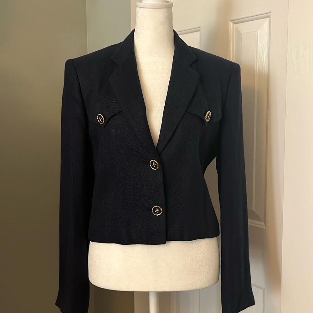 Linen Blend Cropped Blazer